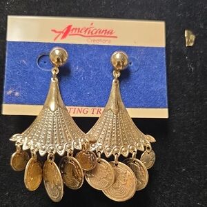 Gold Coin Dangle Earrings